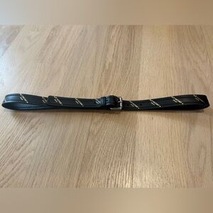 Balenciaga Black Leather Belt with Silver Buckle & Gold logo